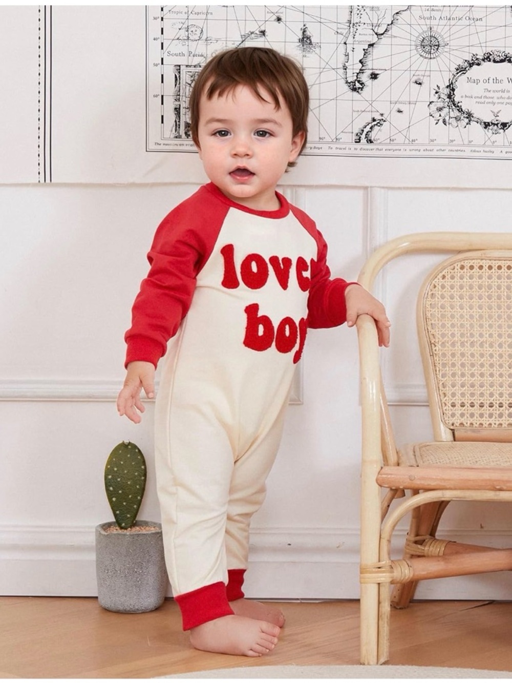 Lover Boy Red & Cream One-Piece Valentine’s Day Romper - Picture 2 of 3